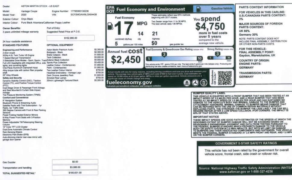 Used 2020 Aston Martin V8 Vantage Coupe image 2