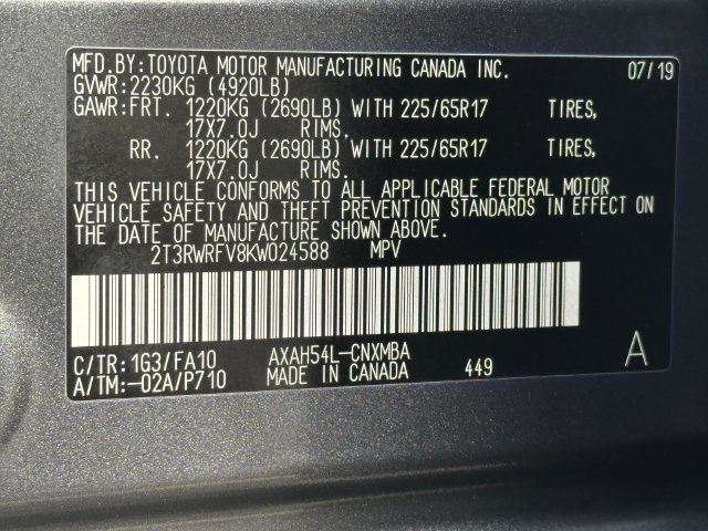 Certified 2019 Toyota RAV4 XLE w/ Convenience Package AWD/4WD image 34