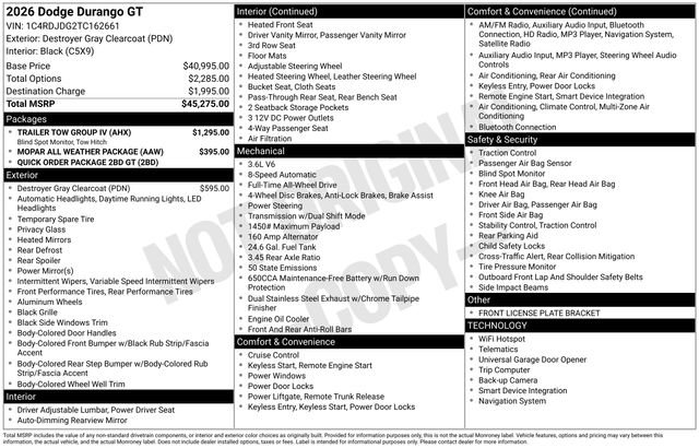 New 2026 Dodge Durango GT w/ Trailer Tow Group IV image 45