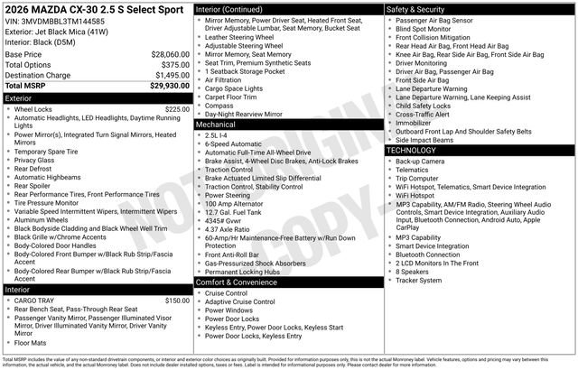 New 2026 MAZDA CX-30 AWD 2.5 S w/ Select Sport Pkg image 27