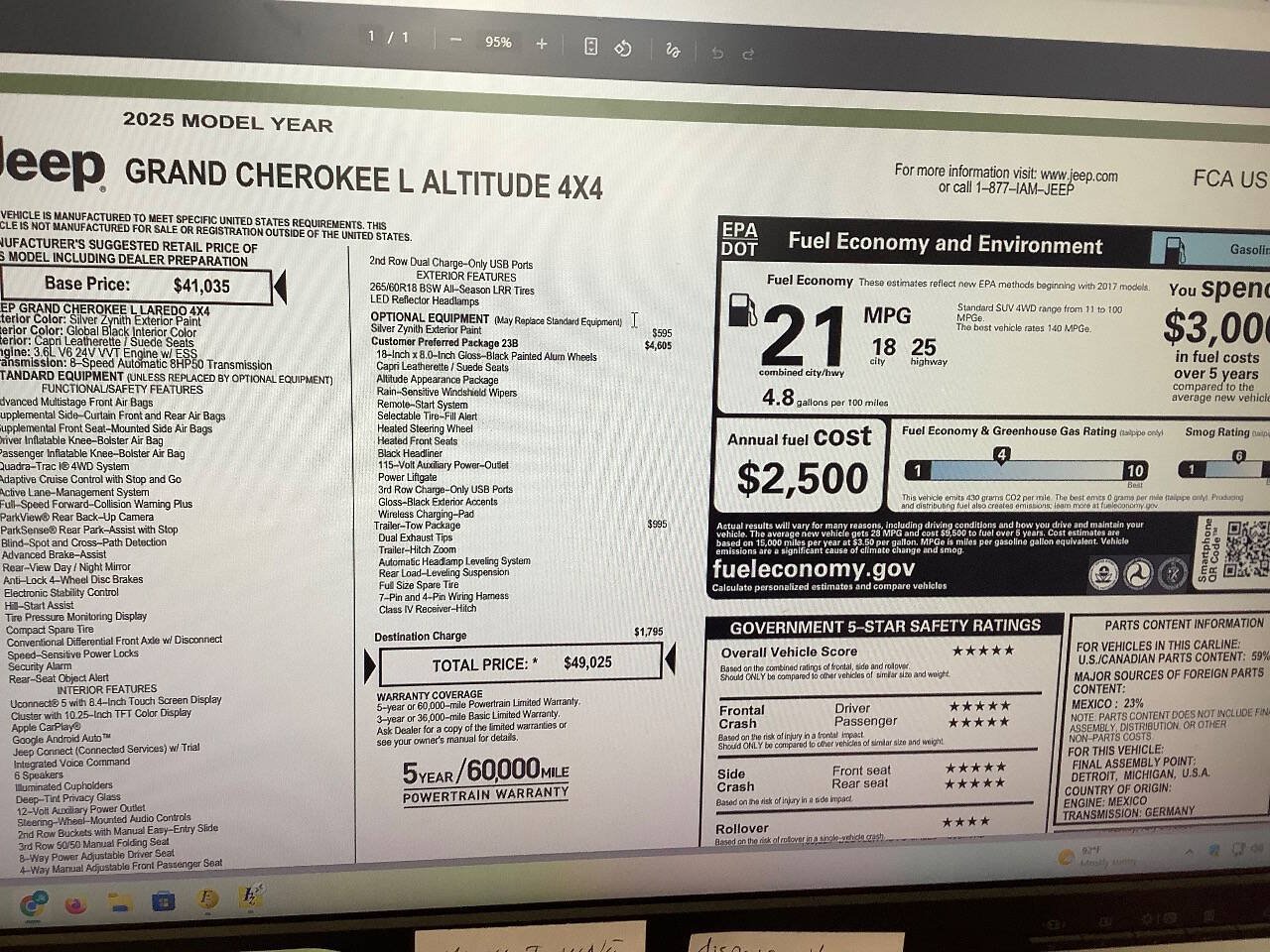 Used 2025 Jeep Grand Cherokee L Laredo AWD/4WD image 62
