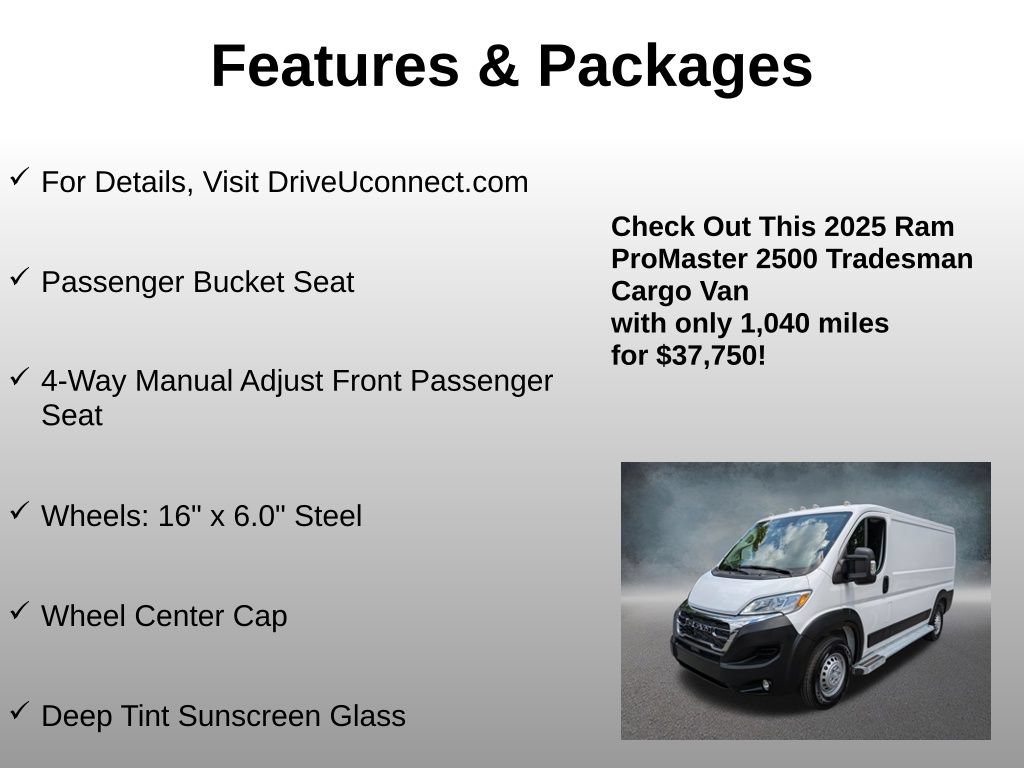 Used 2025 RAM ProMaster 2500 w/ U-Haul Equipment Group FWD image 8