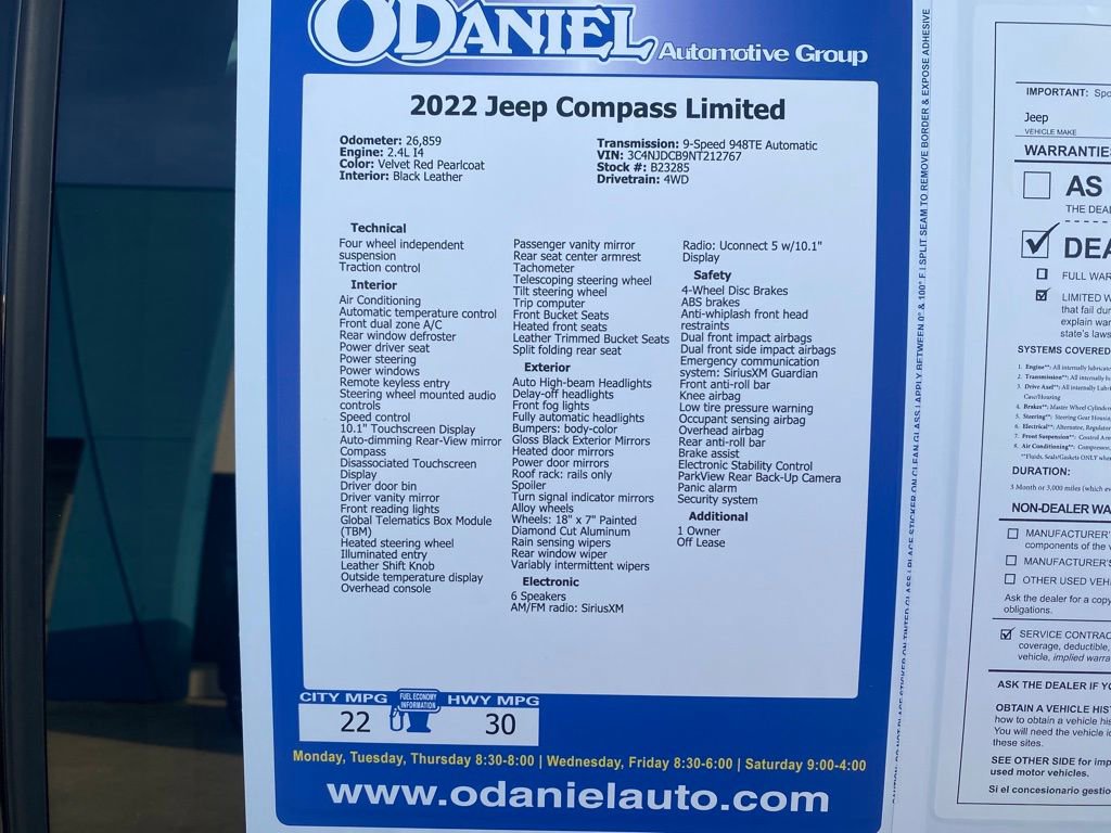 Used 2022 Jeep Compass Limited image 28