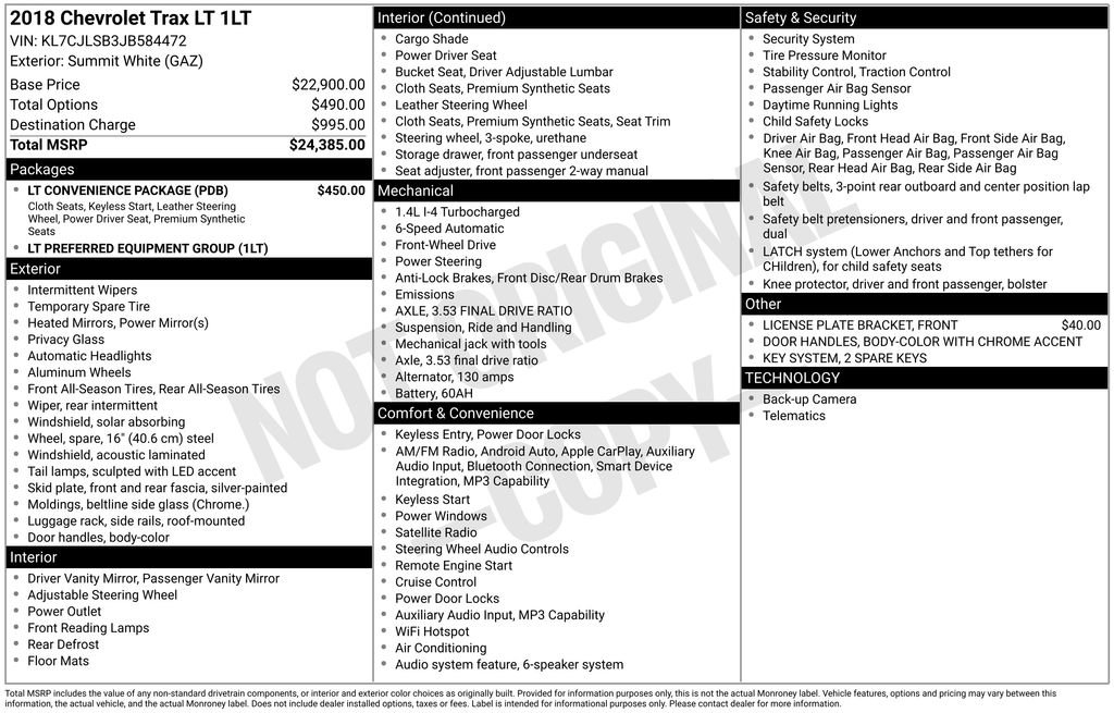 Used 2018 Chevrolet Trax LT w/ LT Convenience Package FWD image 30