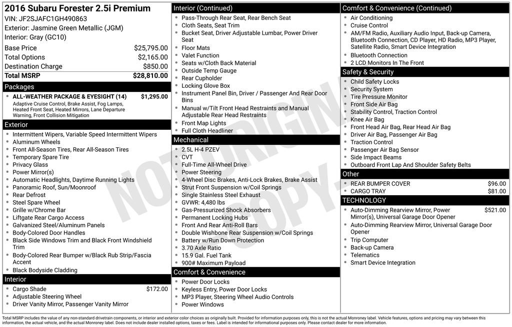 Used 2016 Subaru Forester 2.5i Premium image 39