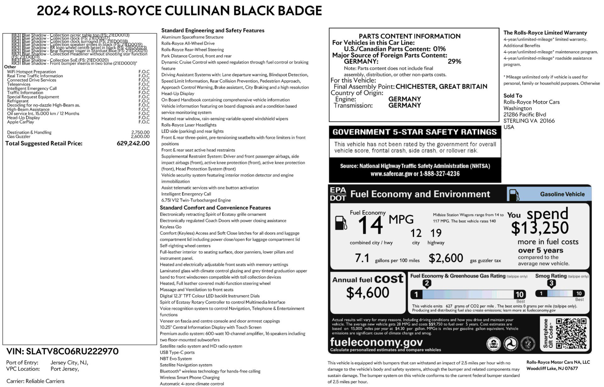 Used 2024 Rolls-Royce Cullinan Black Badge AWD/4WD image 23