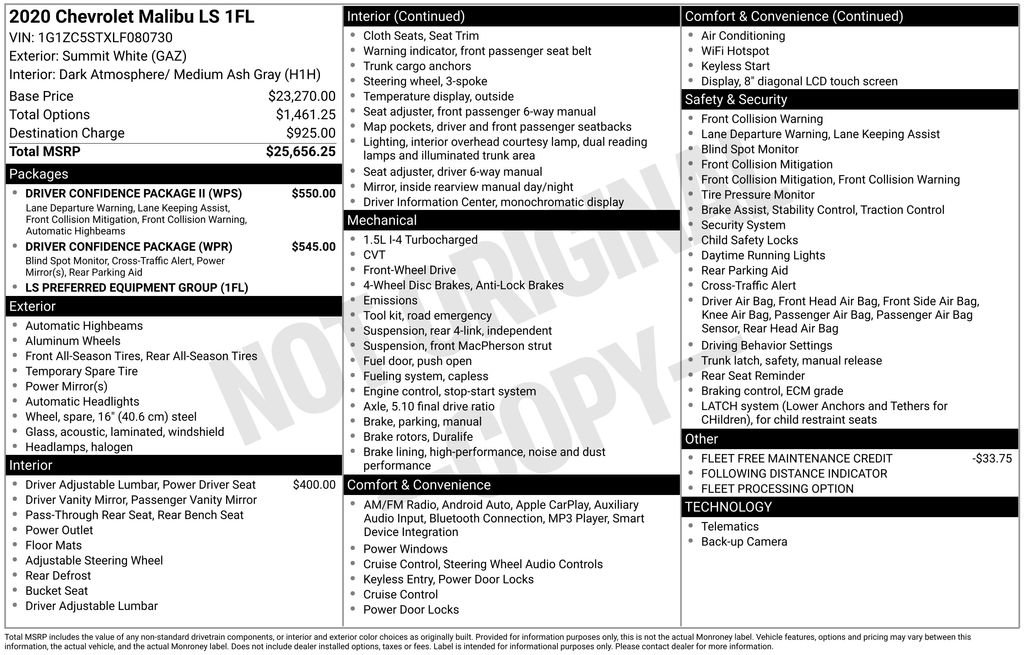 Used 2020 Chevrolet Malibu LS w/ Driver Confidence Package II image 5