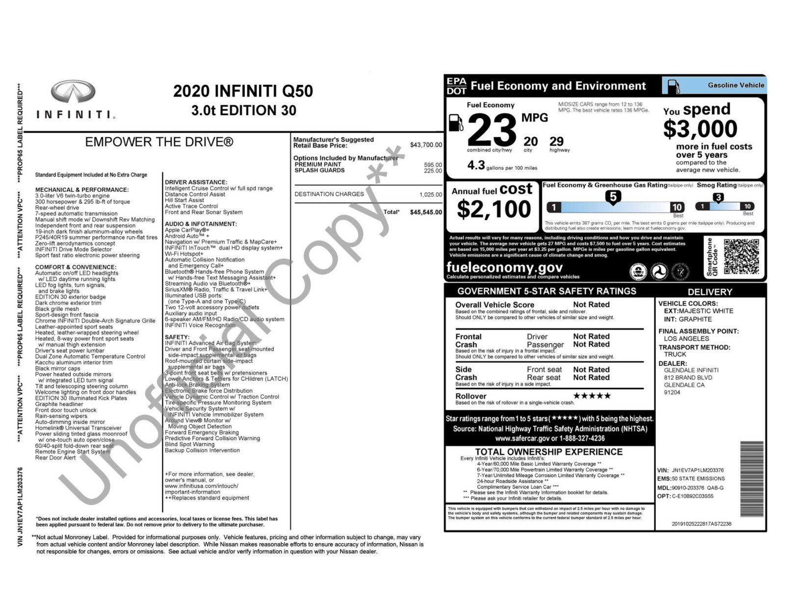 Used 2020 INFINITI Q50 Edition 30 image 56