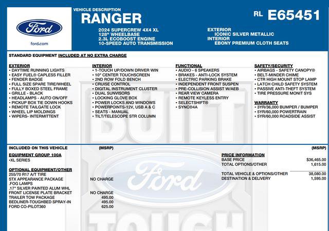 Used 2024 Ford Ranger XL w/ Trailer Tow Package AWD/4WD image 2