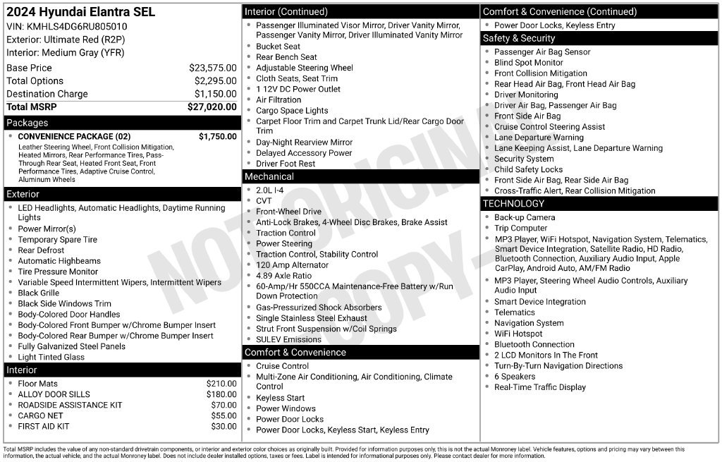 Certified 2024 Hyundai Elantra SEL w/ Convenience Package FWD image 7