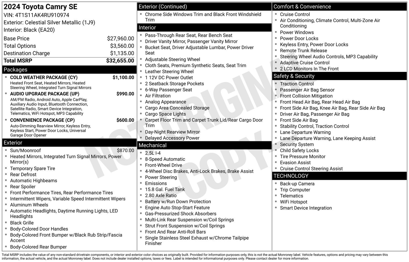 Used 2024 Toyota Camry SE w/ Cold Weather Package FWD image 41