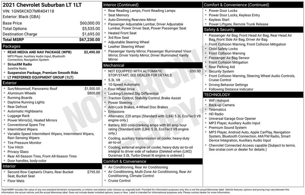 Used 2021 Chevrolet Suburban LT w/ Rear Media and Nav Package AWD/4WD image 36