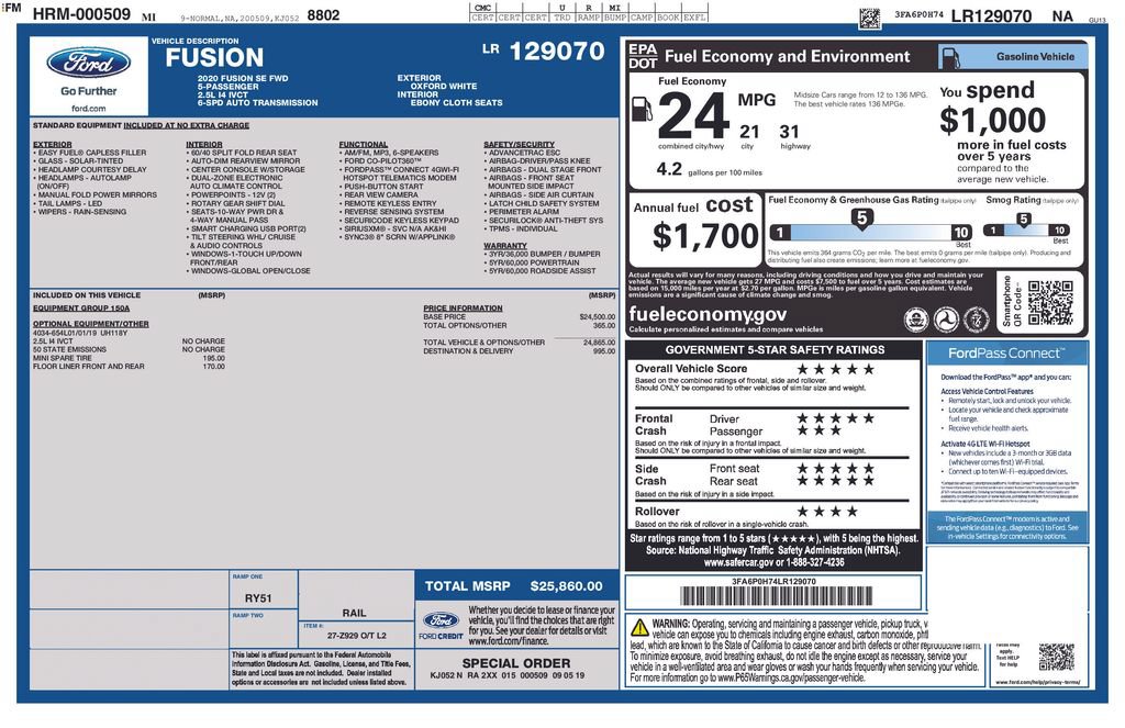 Used 2020 Ford Fusion SE FWD image 10