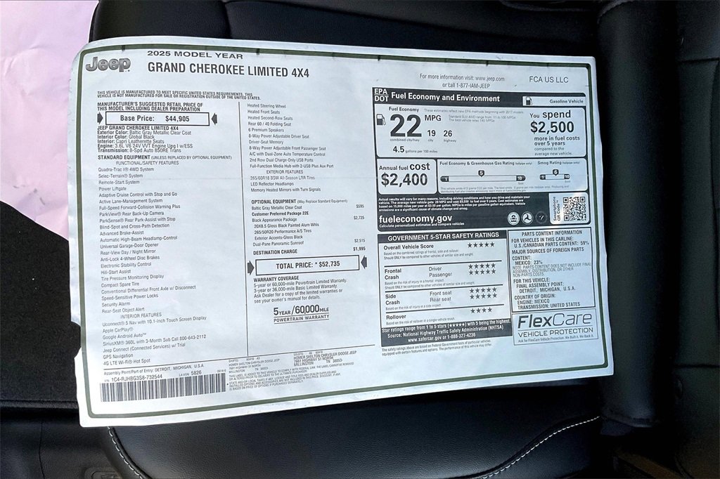 New 2025 Jeep Grand Cherokee Limited w/ Black Appearance Package image 14