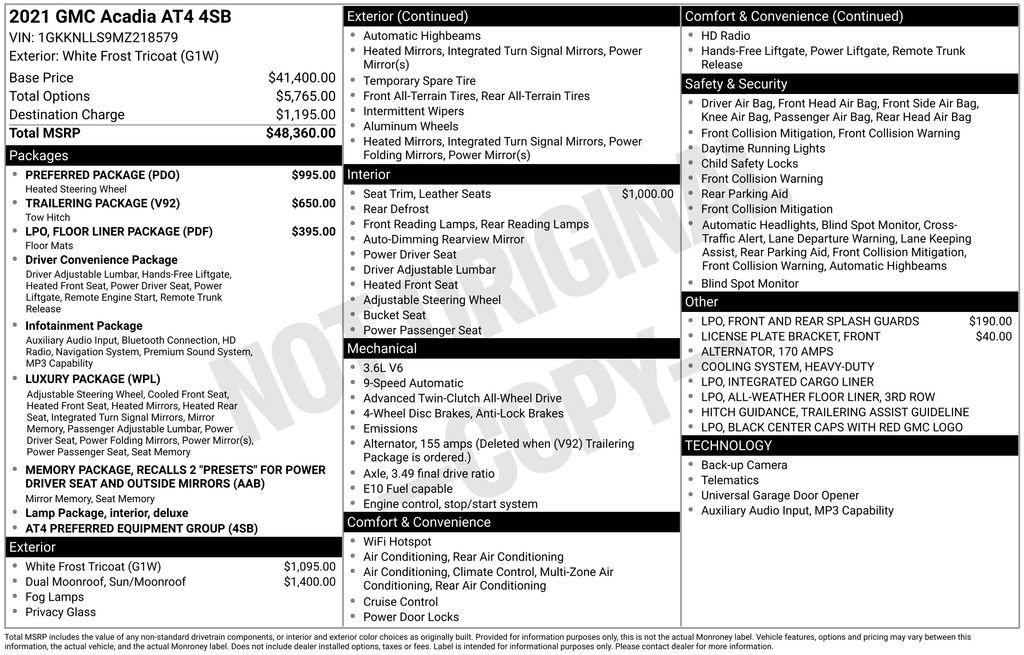 Used 2021 GMC Acadia AT4 w/ Preferred Package AWD/4WD image 5