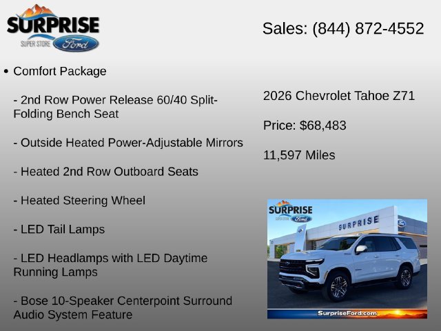 Used 2026 Chevrolet Tahoe Z71 w/ Z71 Off-Road Package AWD/4WD image 36