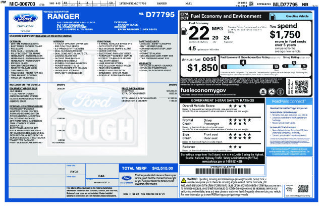 Used 2021 Ford Ranger XLT w/ Equipment Group 302A High AWD/4WD image 5