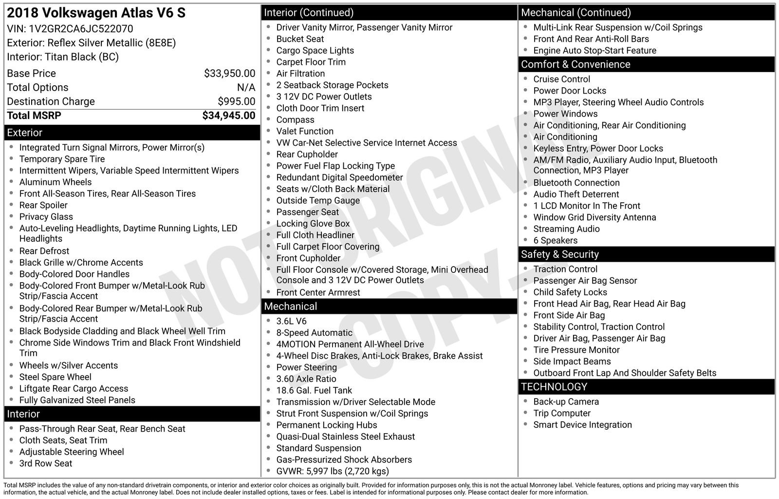 Used 2018 Volkswagen Atlas S image 26