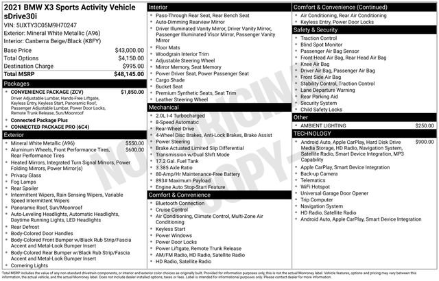 Used 2021 BMW X3 sDrive30i w/ Convenience Package RWD image 11