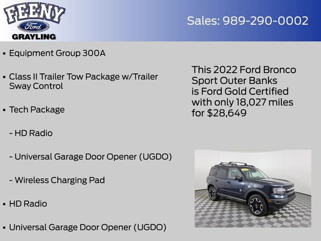 Certified 2022 Ford Bronco Sport Outer Banks w/ Tech Package image 9