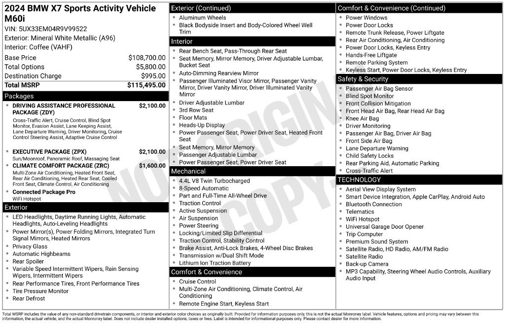 Certified 2024 BMW X7 M60i w/ Executive Package AWD/4WD image 10