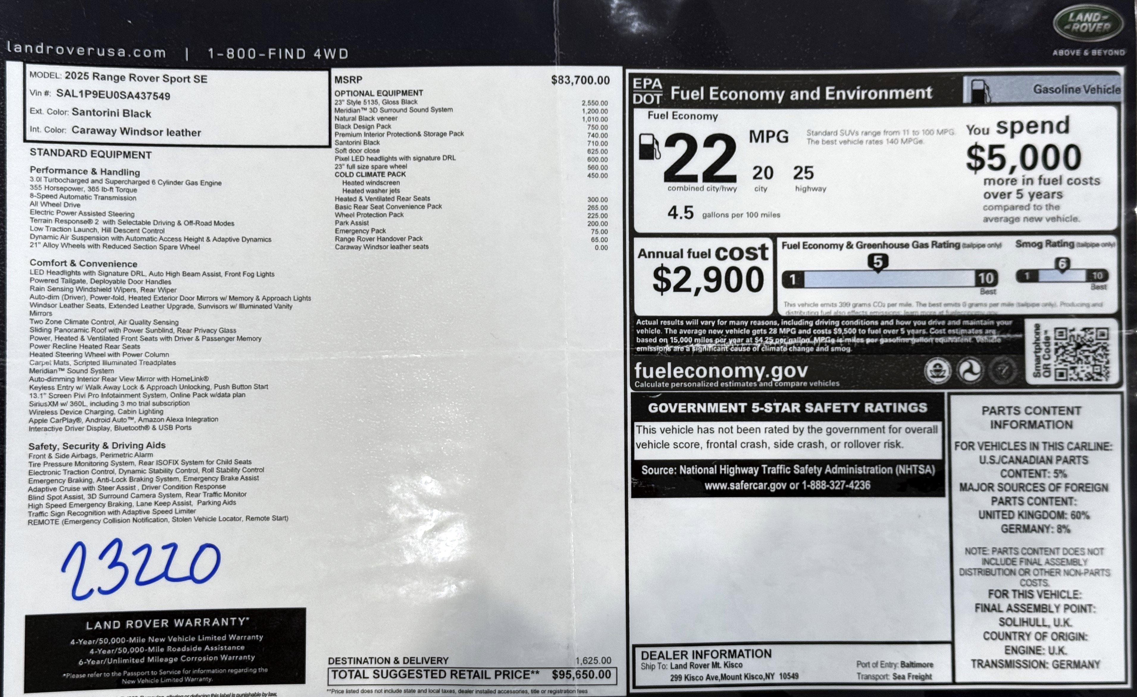 Used 2025 Land Rover Range Rover Sport SE image 2