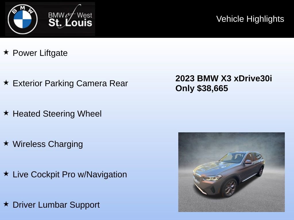 Used 2023 BMW X3 xDrive30i w/ Premium Package w/ZPA image 16