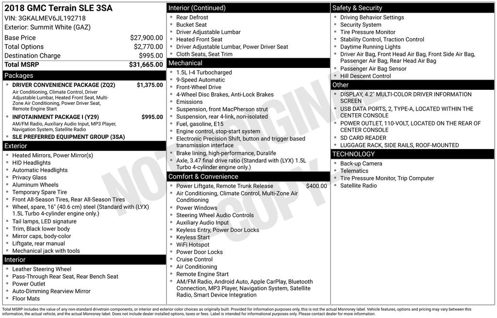 Used 2018 GMC Terrain SLE w/ Driver Convenience Package image 6