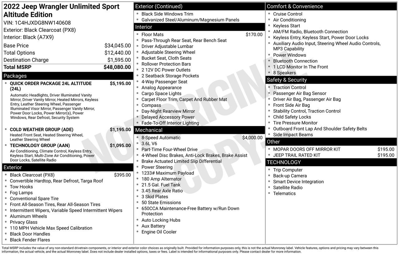 Used 2022 Jeep Wrangler Unlimited Sport AWD/4WD image 43