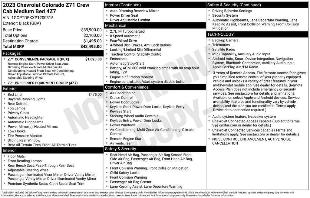 Certified 2023 Chevrolet Colorado Z71 w/ Z71 Convenience Package 2 AWD/4WD image 6
