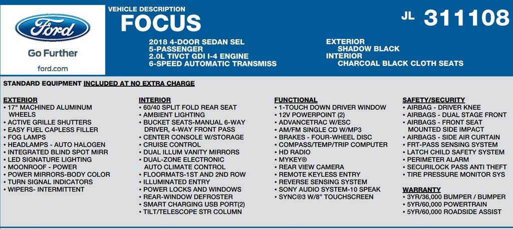 Used 2018 Ford Focus SEL FWD image 18