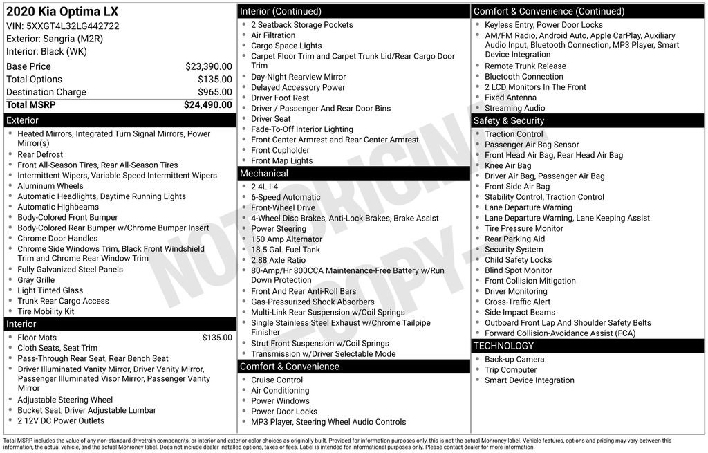 Used 2020 Kia Optima LX image 22