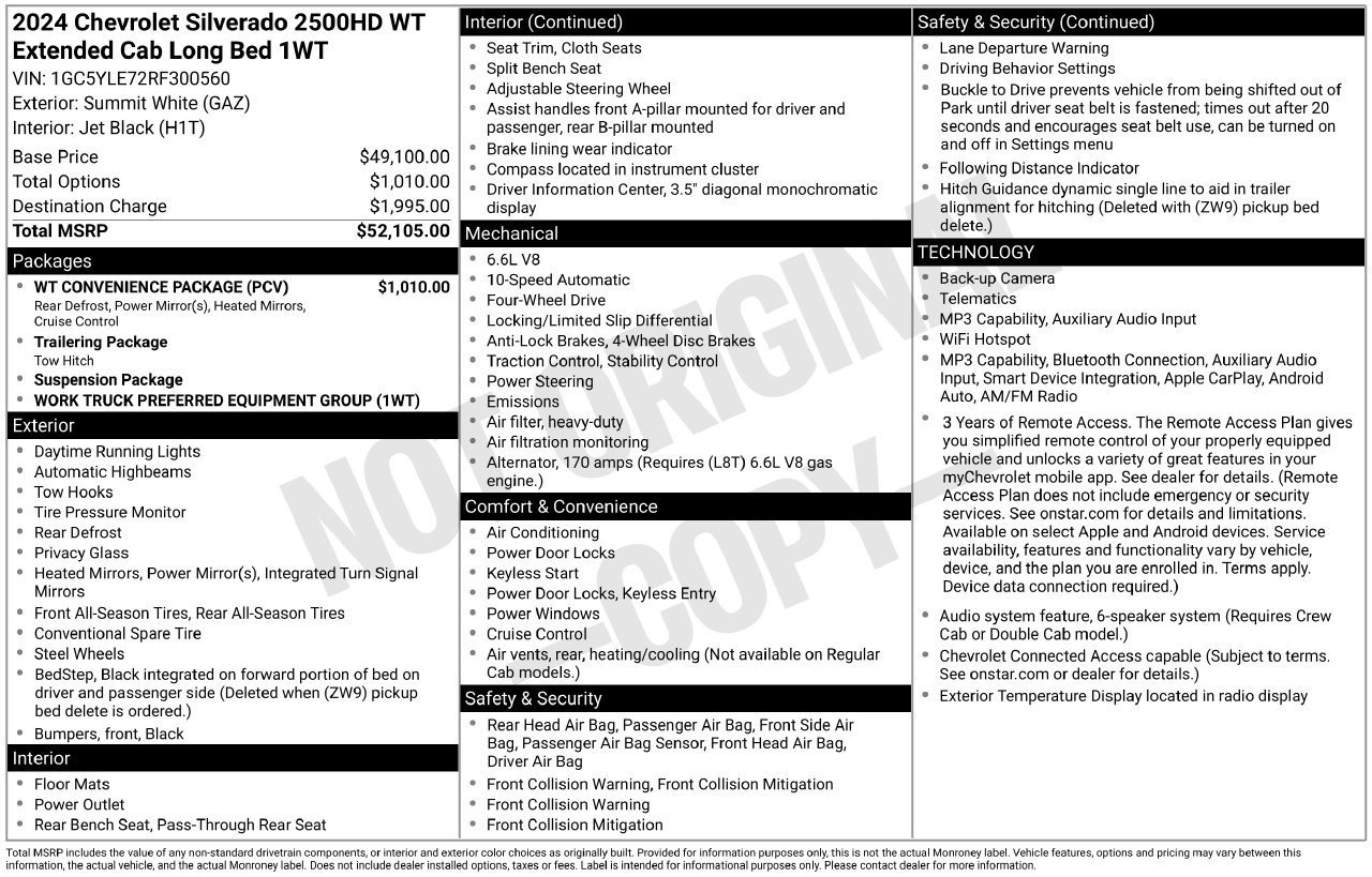 Used 2024 Chevrolet Silverado 2500 W/T w/ WT Convenience Package AWD/4WD image 13