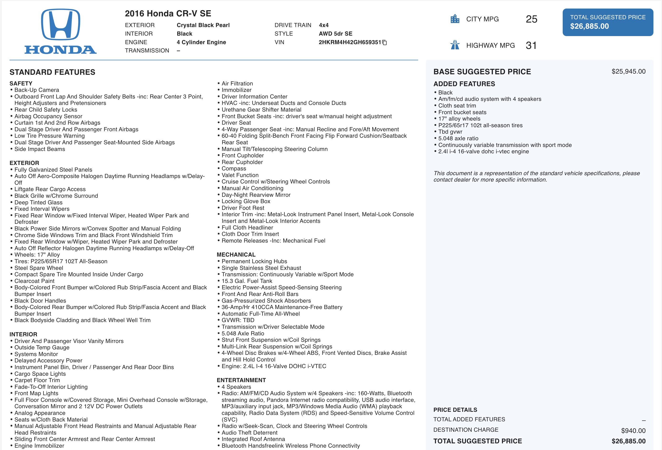 Used 2016 Honda CR-V SE image 2