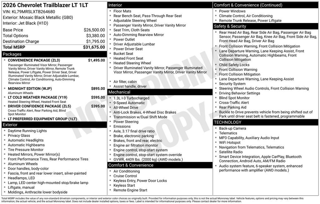 New 2026 Chevrolet TrailBlazer LT w/ Convenience Package AWD/4WD image 4