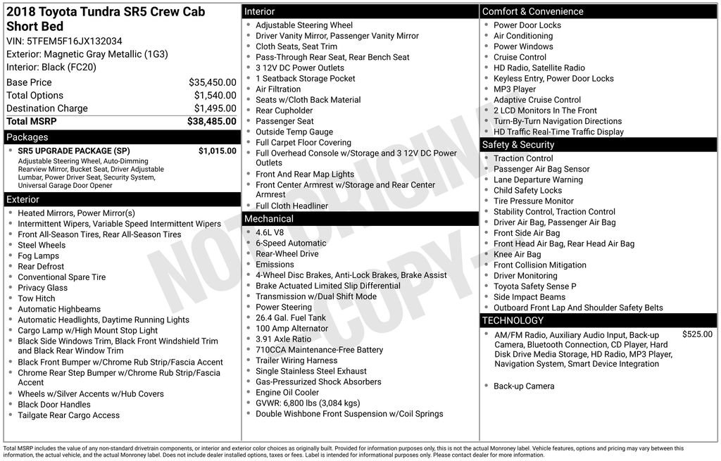Used 2018 Toyota Tundra SR5 w/ SR5 Upgrade Package RWD image 9