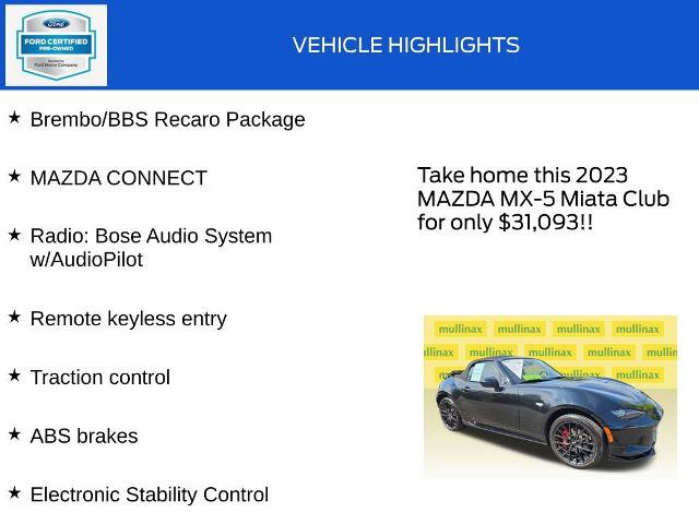 Used 2023 MAZDA MX-5 Miata Club w/ Brembo/BBS Recaro Package RWD image 18