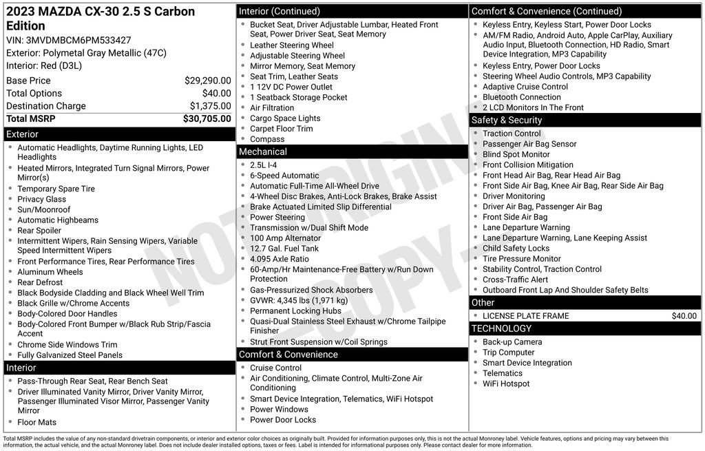 Certified 2023 MAZDA CX-30 AWD 2.5 S w/ Preferred Package image 10