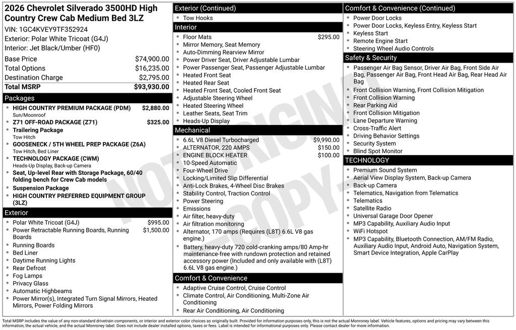 New 2026 Chevrolet Silverado 3500 High Country w/ High Country Premium Package AWD/4WD image 19