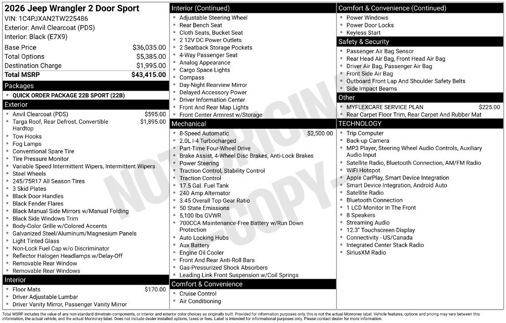 Used 2026 Jeep Wrangler Sport AWD/4WD image 5