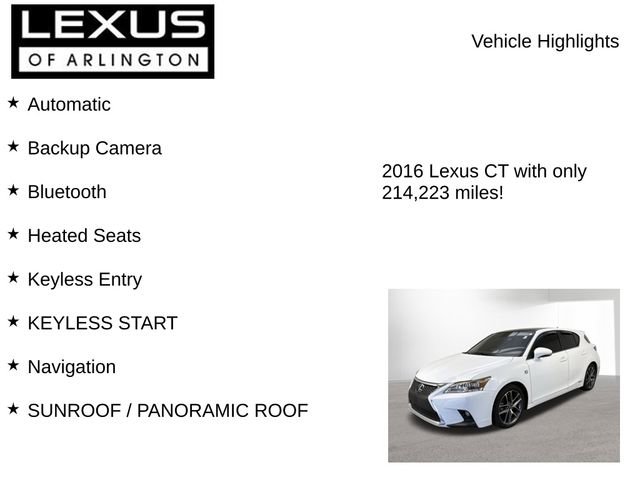 Used 2016 Lexus CT 200h w/ Navigation Package FWD image 8