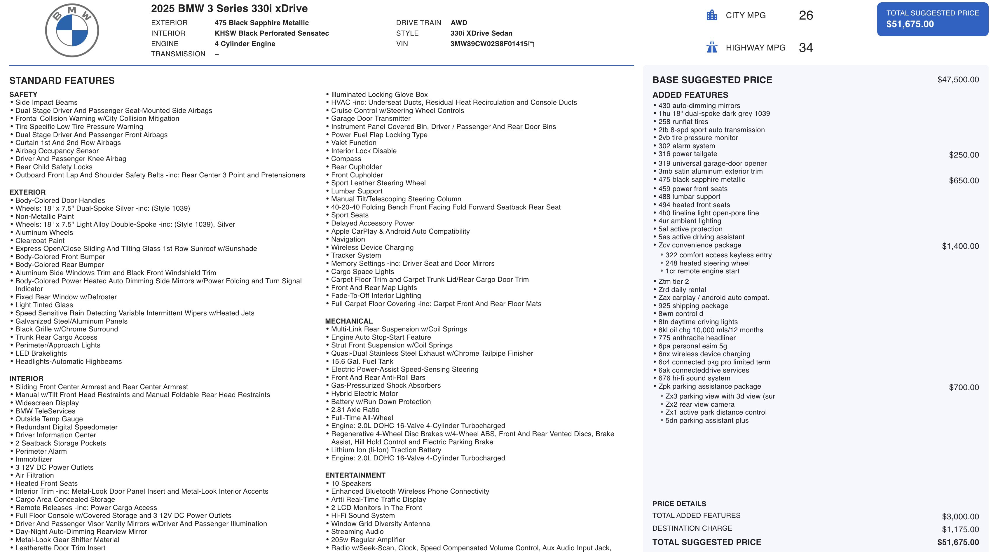 Used 2025 BMW 330i xDrive 330i xDrive w/ Convenience Package image 3