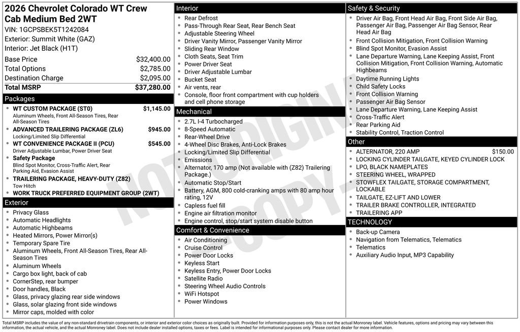 New 2026 Chevrolet Colorado W/T w/ WT Custom Package RWD image 4