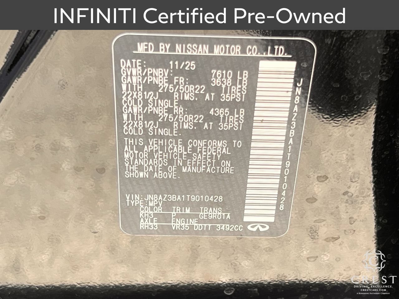 Certified 2026 INFINITI QX80 Luxe w/ Cargo Package RWD image 33