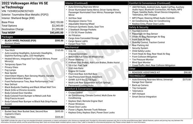 Used 2022 Volkswagen Atlas SE w/ Black Wheel Package image 10