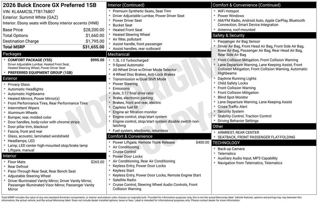 New 2026 Buick Encore GX Preferred w/ Comfort Package AWD/4WD image 5