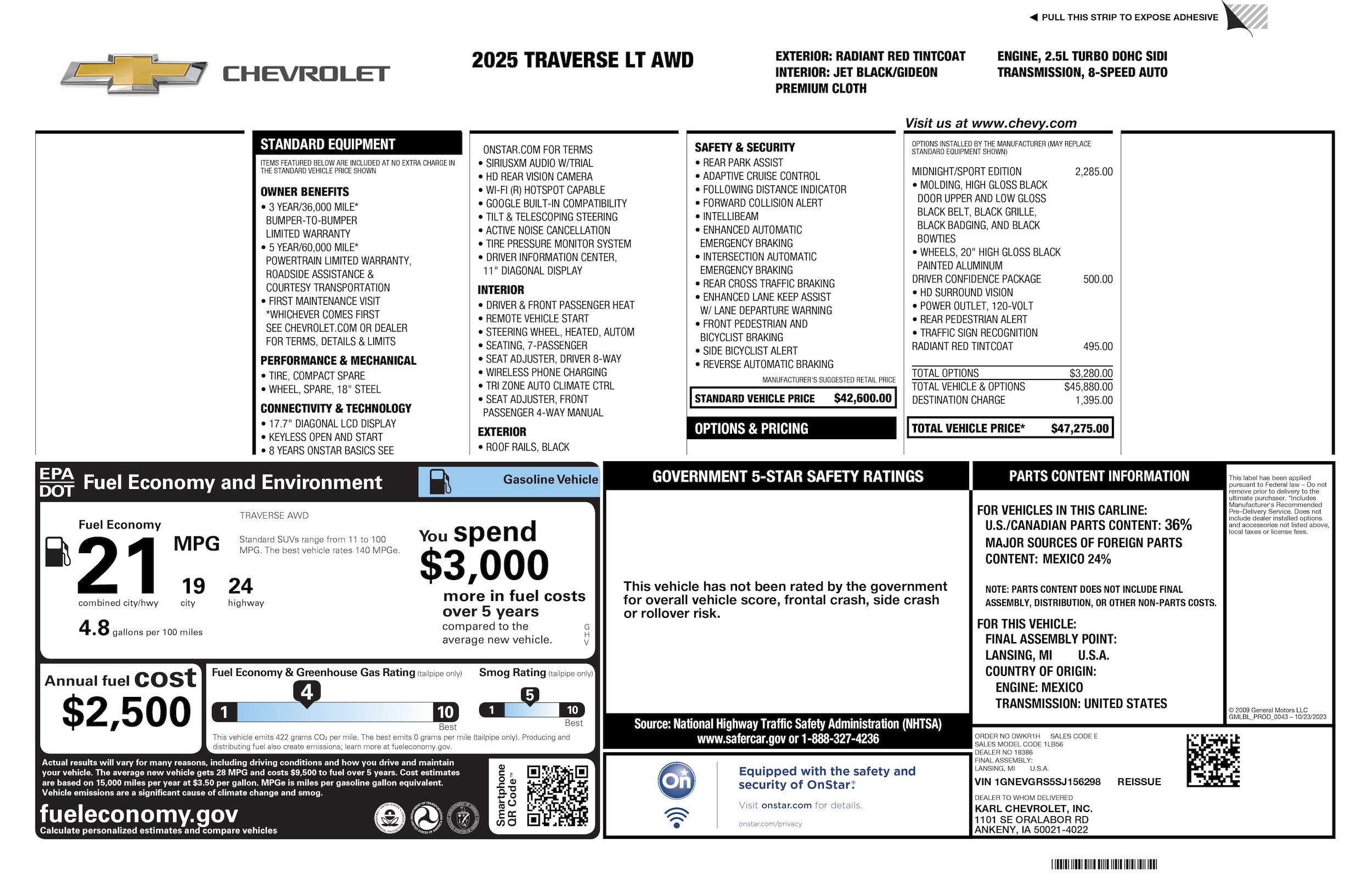 New 2025 Chevrolet Traverse LT w/ Midnight/Sport Edition AWD/4WD image 2