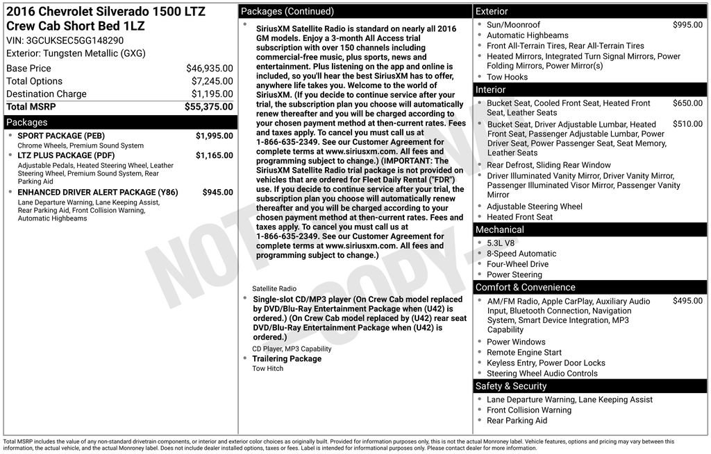 Used 2016 Chevrolet Silverado 1500 LTZ w/ Sport Package image 43