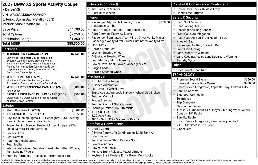 New 2027 BMW X2 xDrive28i w/ Technology Package AWD/4WD image 4