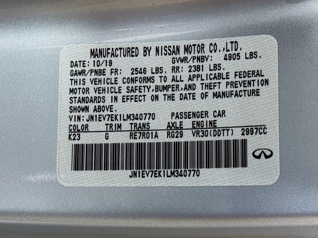 Certified 2020 INFINITI Q60 3.0t w/ Cargo Package RWD image 40